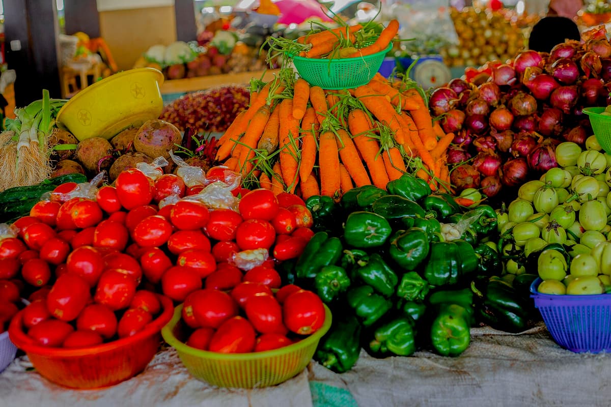 Fresh vegetables selected for a weekly Wahageze Grocery Box